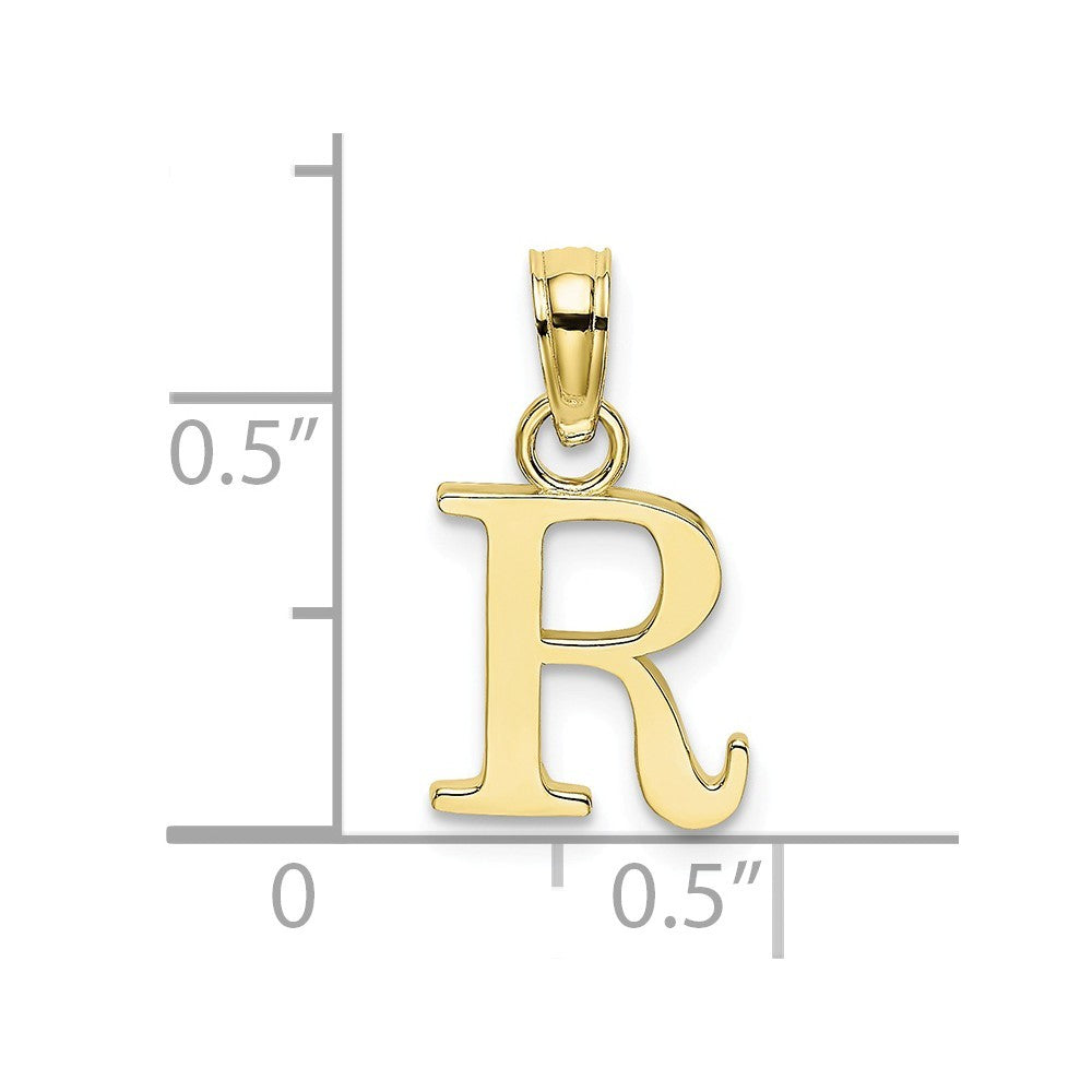 10K Yellow Gold Polished Block Initial Charm Pendant