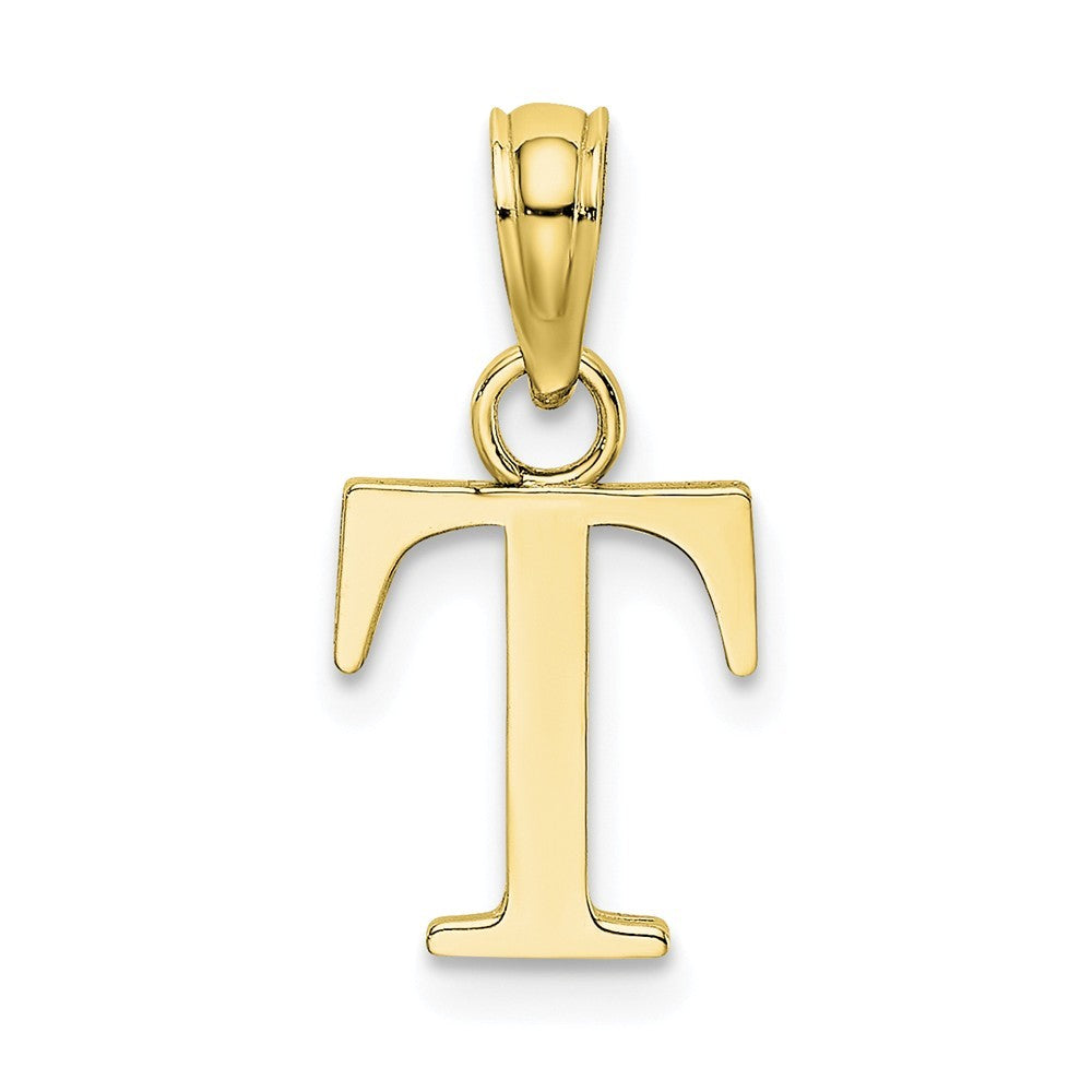 10K Yellow Gold Polished Block Initial Charm Pendant