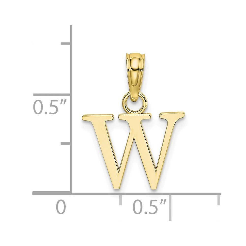 10K Yellow Gold Polished Block Initial Charm Pendant