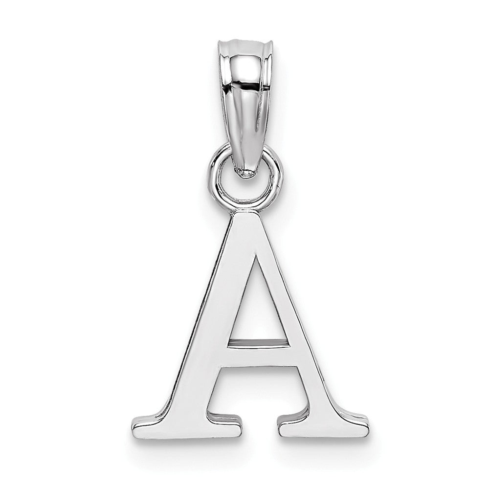 10K White Gold Polished Block Initial Charm Pendant