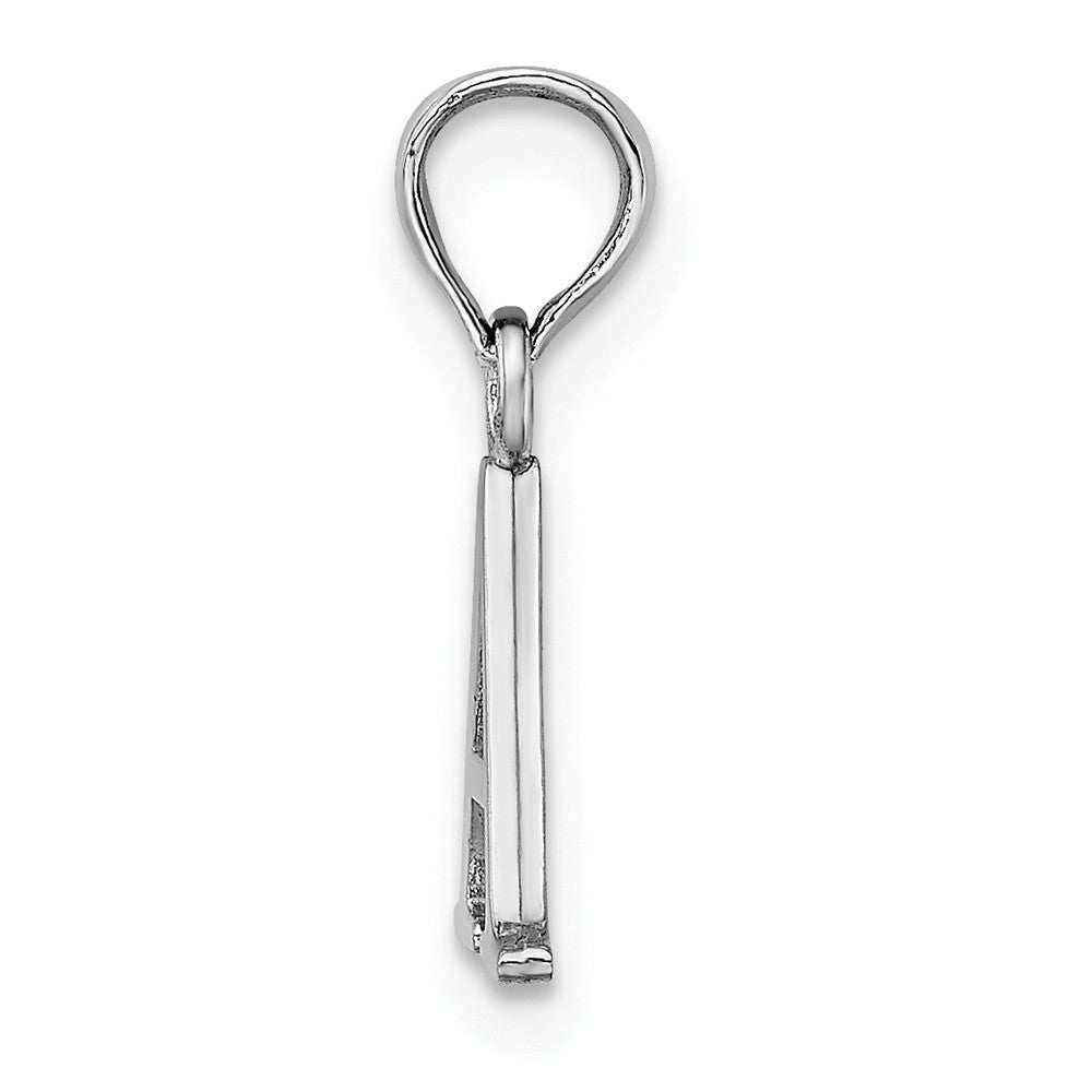10K White Gold Polished Block Initial Charm Pendant