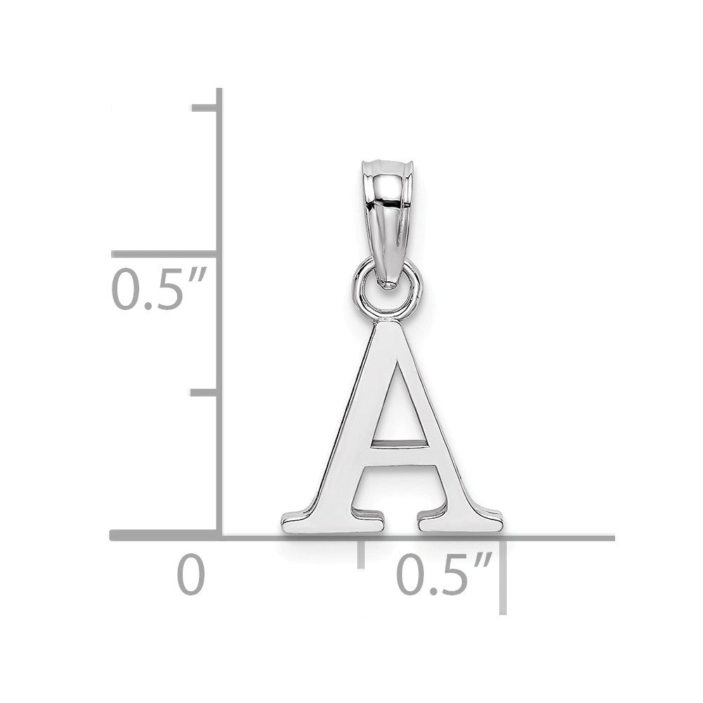 10K White Gold Polished Block Initial Charm Pendant