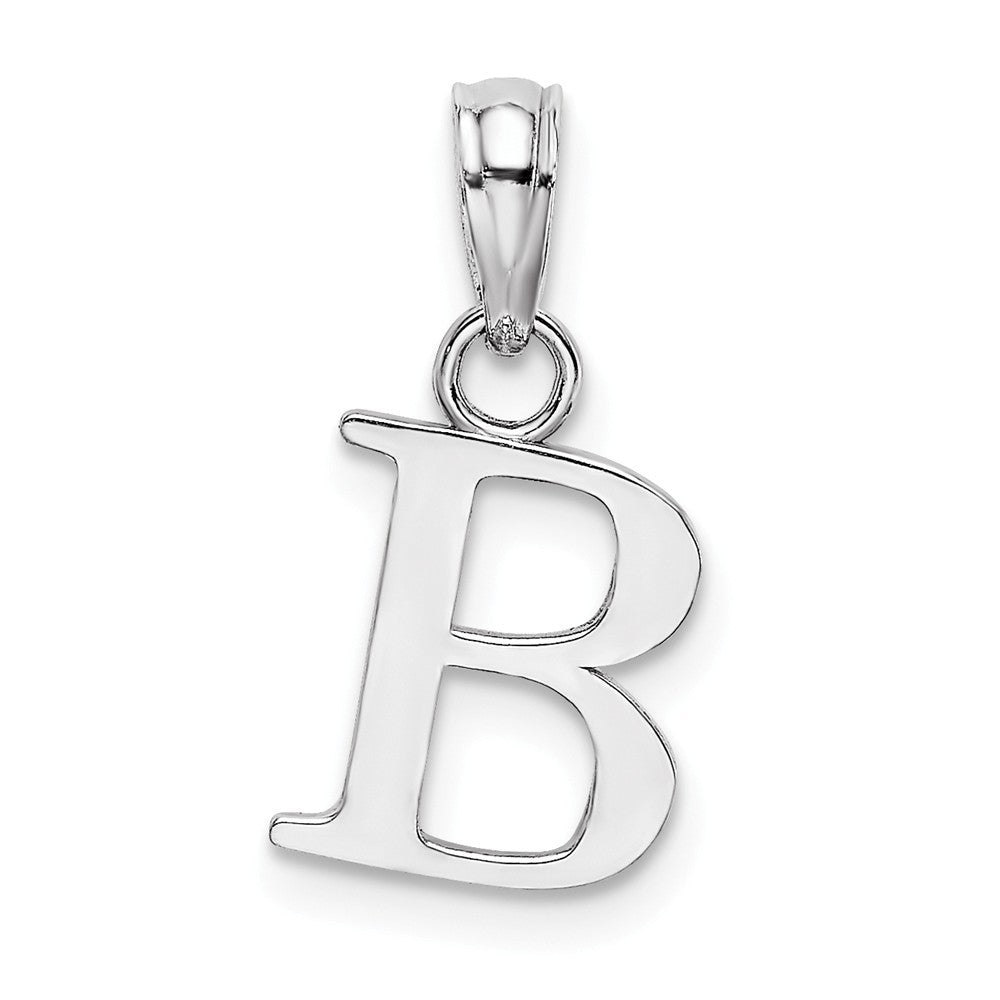 10K White Gold Polished Block Initial Charm Pendant
