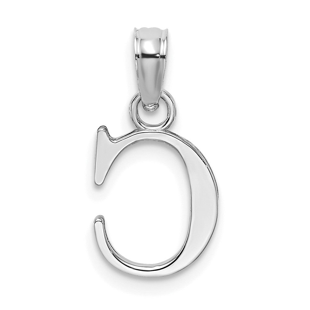 10K White Gold Polished Block Initial Charm Pendant