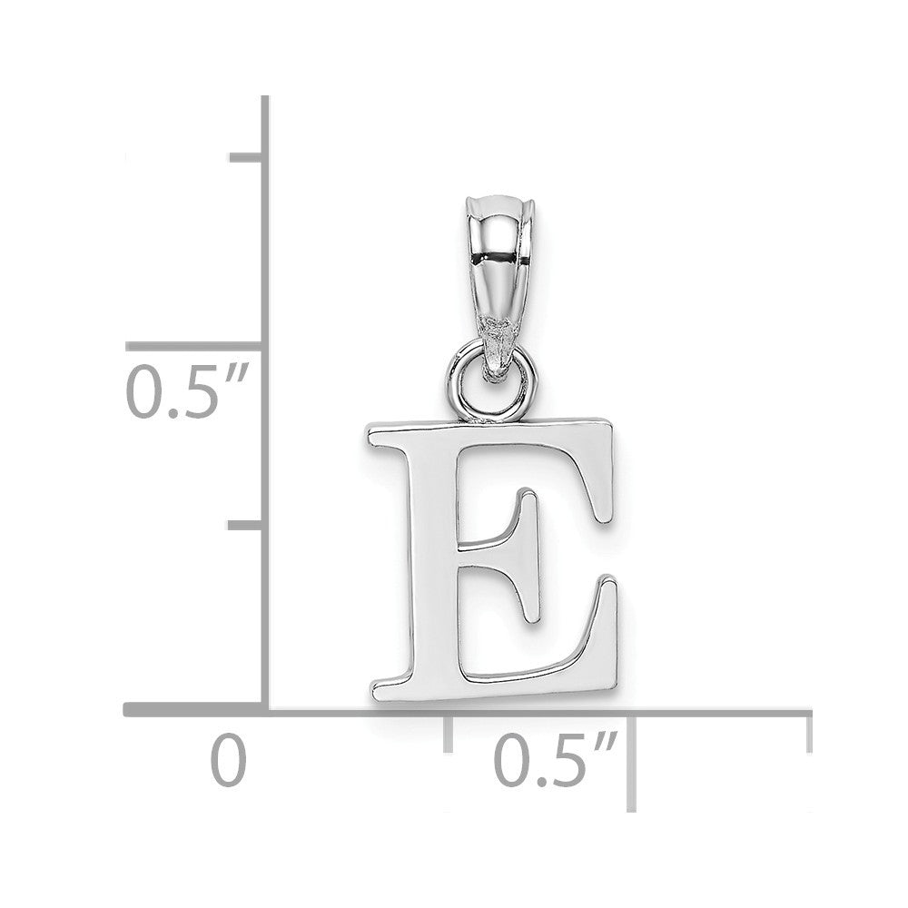 10K White Gold Polished Block Initial Charm Pendant