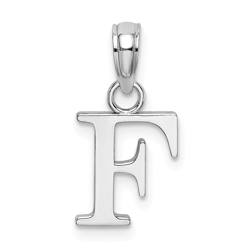 10K White Gold Polished Block Initial Charm Pendant