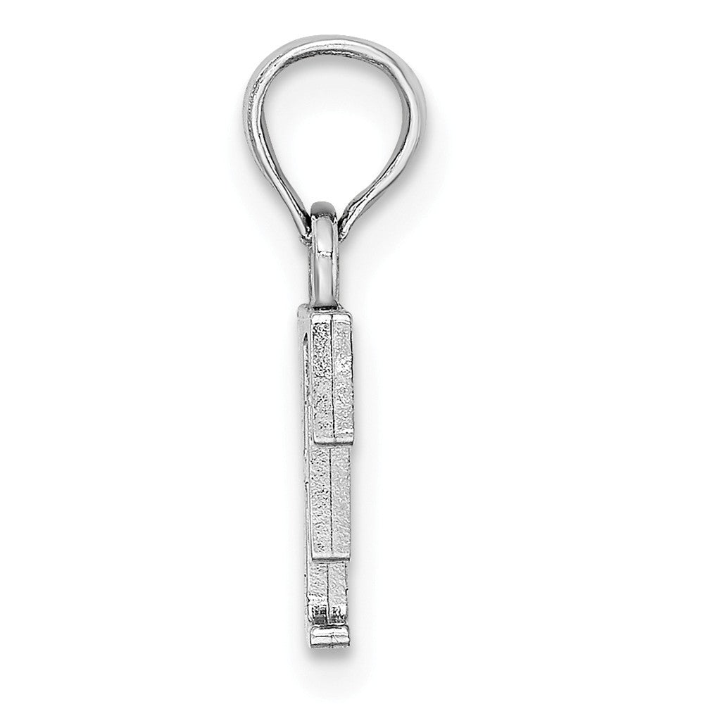 10K White Gold Polished Block Initial Charm Pendant