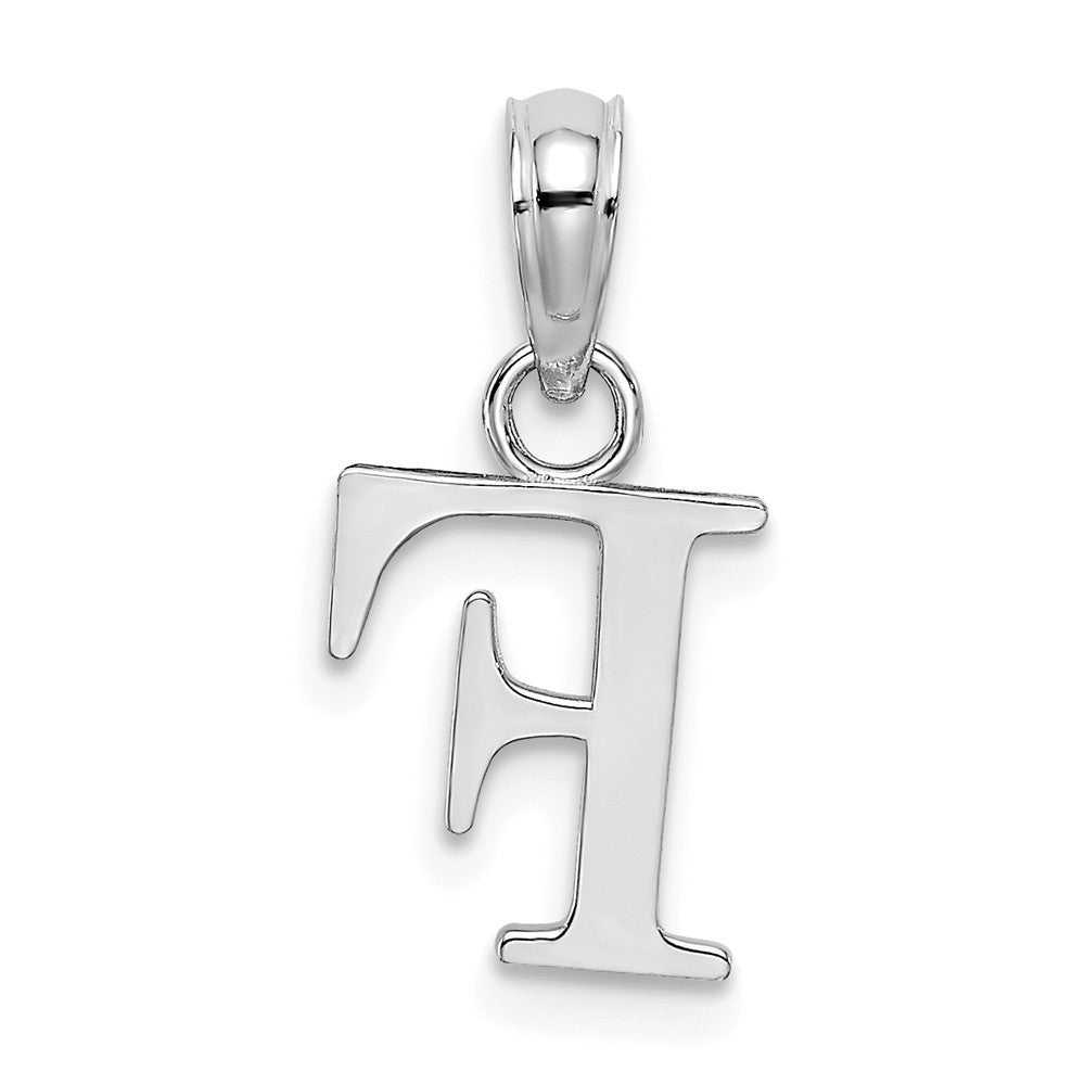 10K White Gold Polished Block Initial Charm Pendant