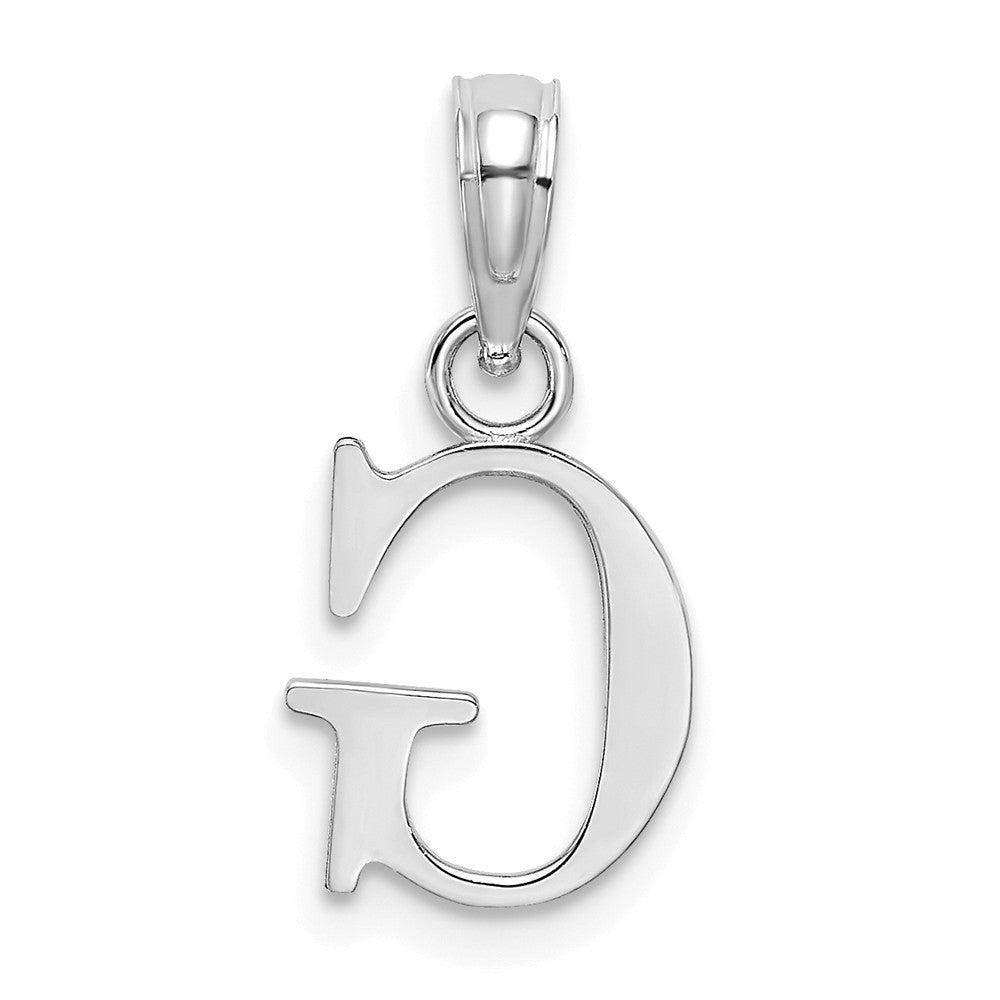 10K White Gold Polished Block Initial Charm Pendant