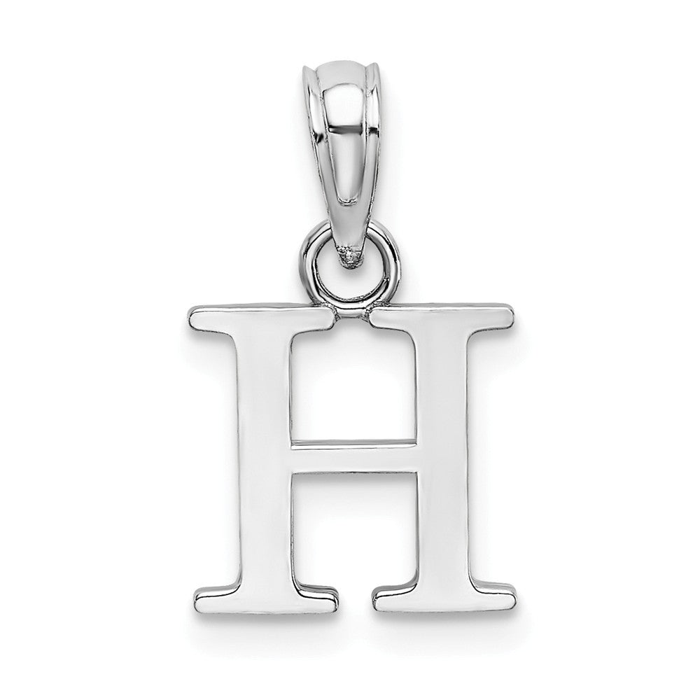 10K White Gold Polished Block Initial Charm Pendant