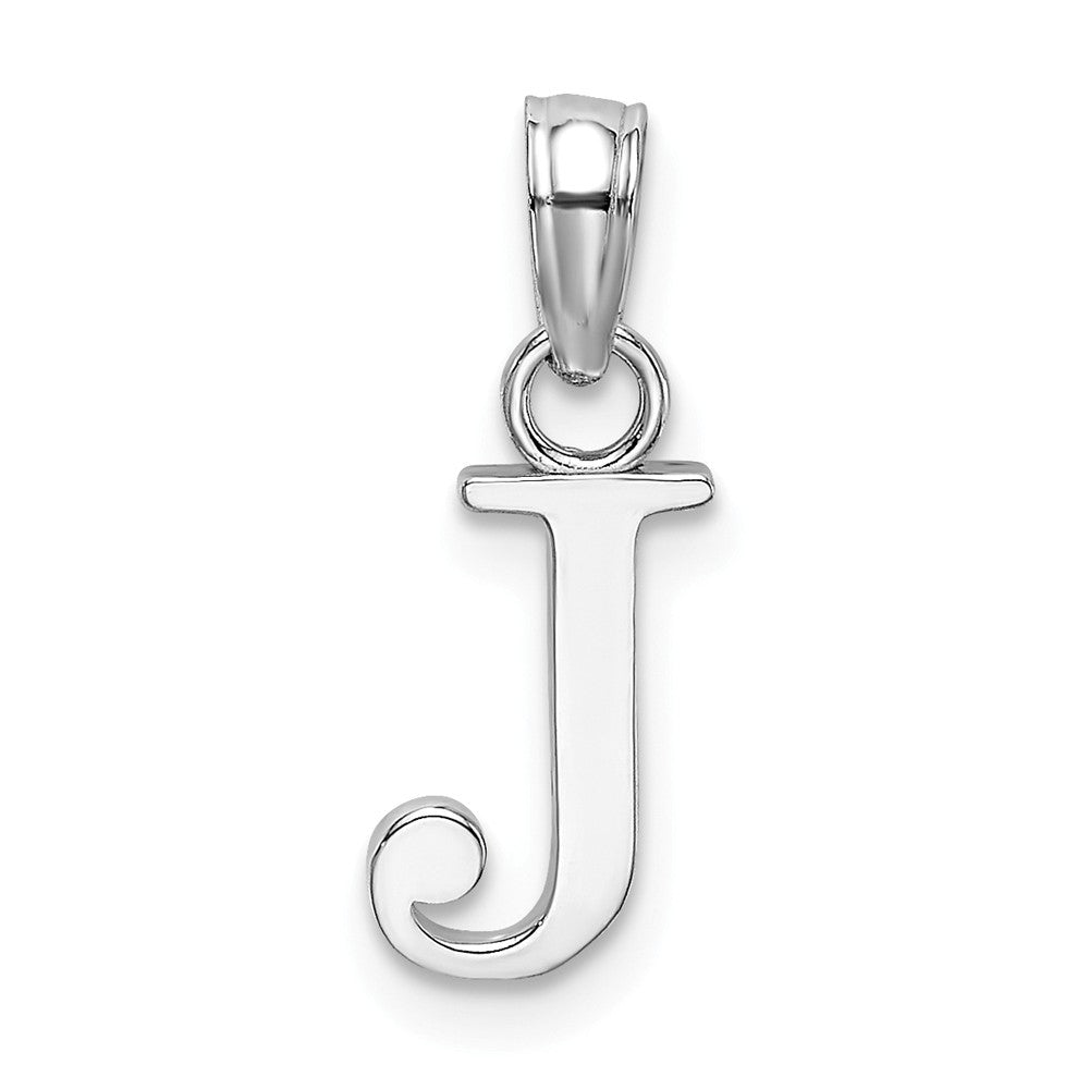 10K White Gold Polished Block Initial Charm Pendant