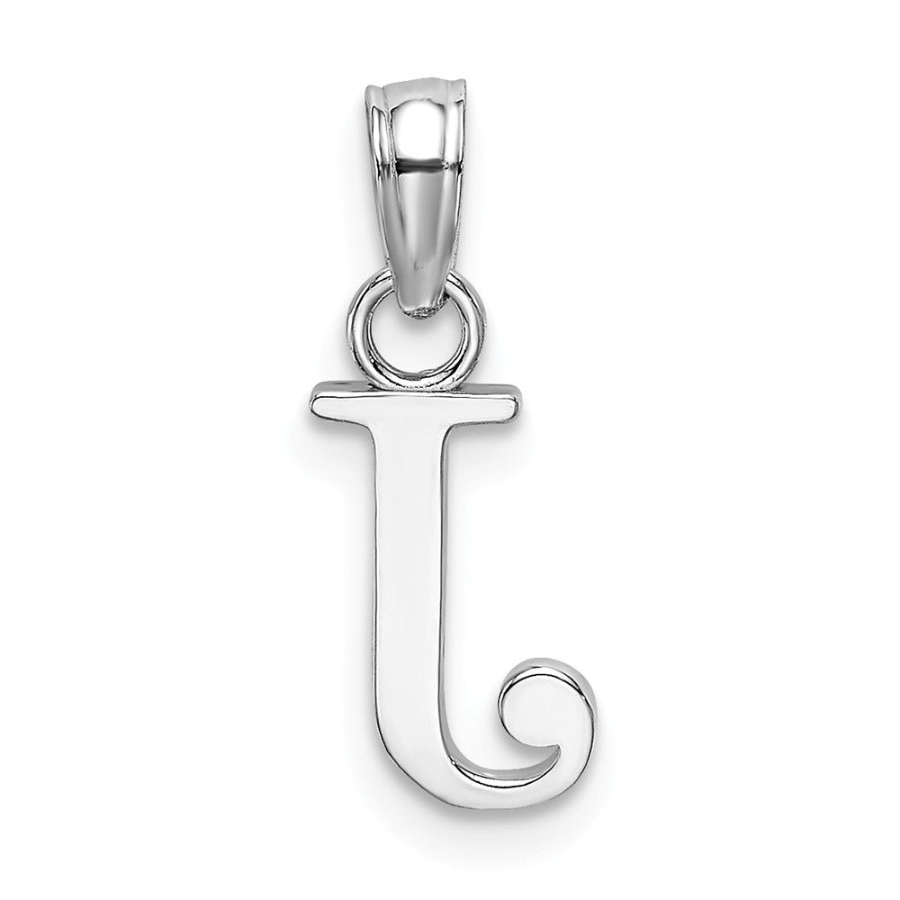 10K White Gold Polished Block Initial Charm Pendant