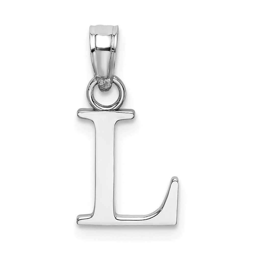 10K White Gold Polished Block Initial Charm Pendant