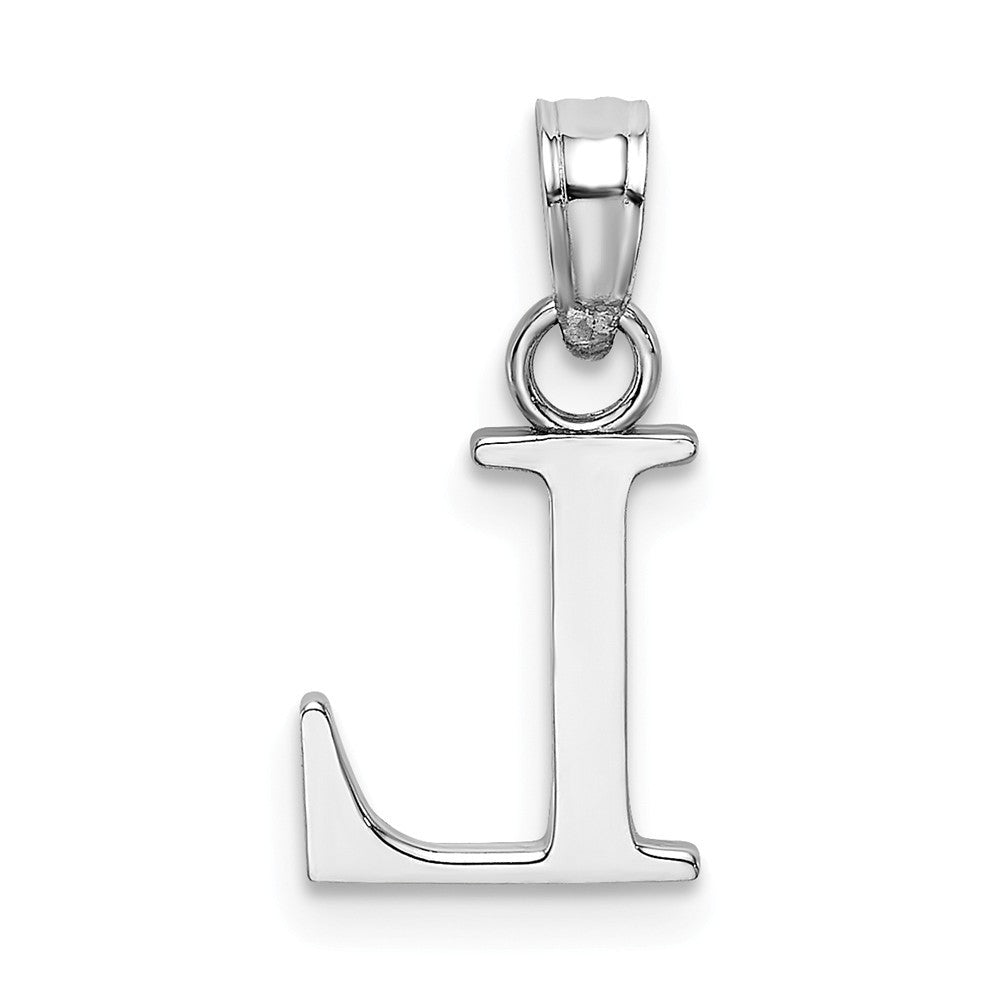 10K White Gold Polished Block Initial Charm Pendant