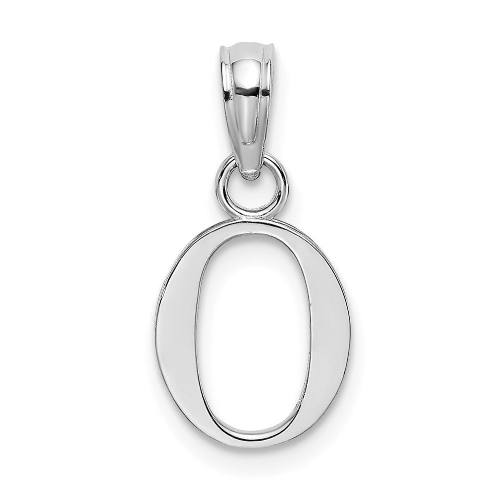 10K White Gold Polished Block Initial Charm Pendant