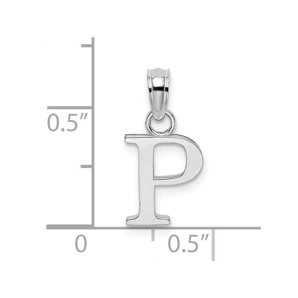 10K White Gold Polished Block Initial Charm Pendant