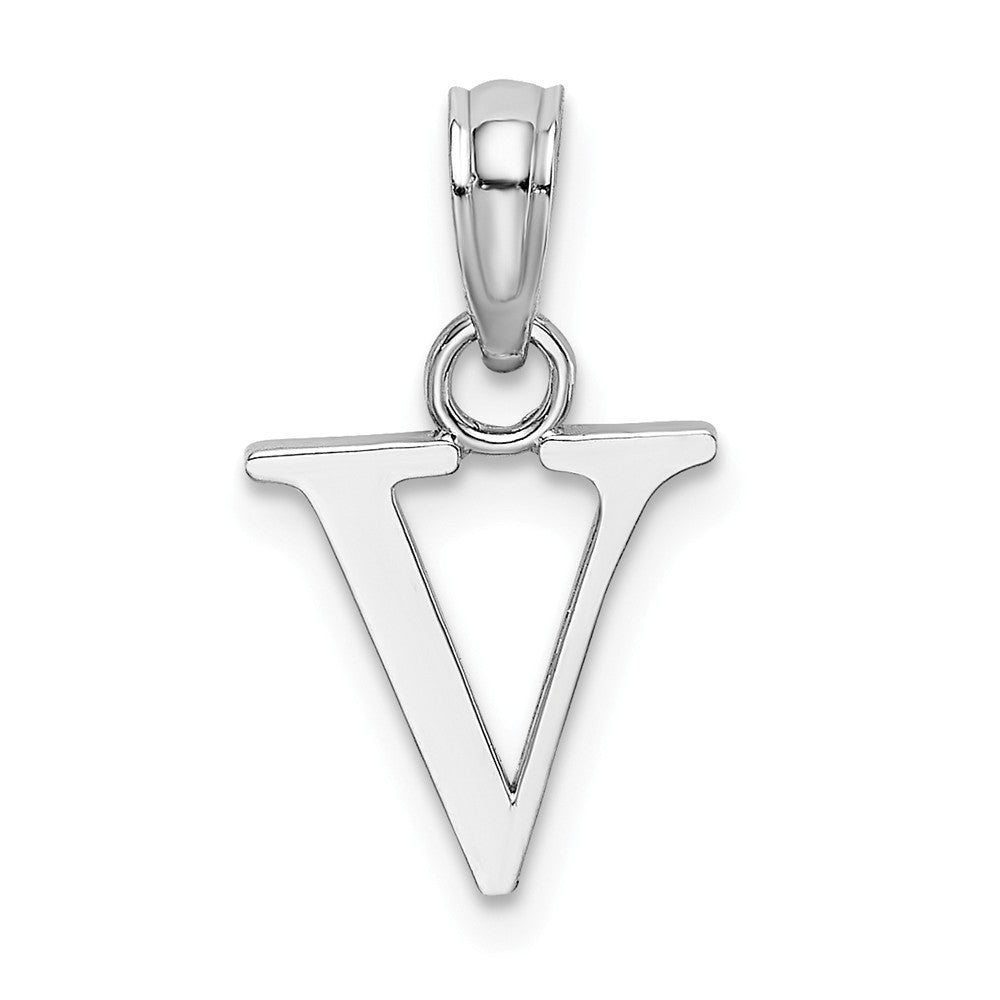 10K White Gold Polished Block Initial Charm Pendant