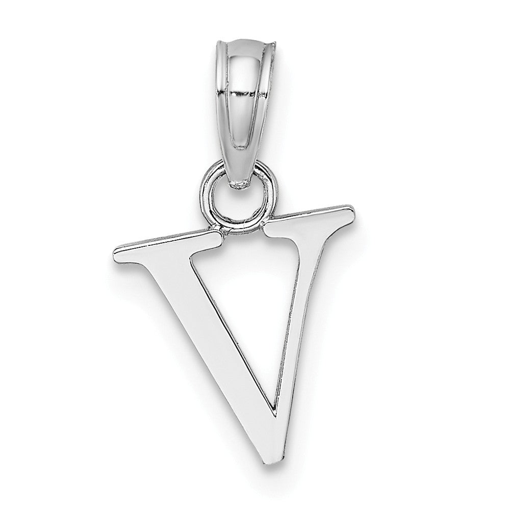 10K White Gold Polished Block Initial Charm Pendant
