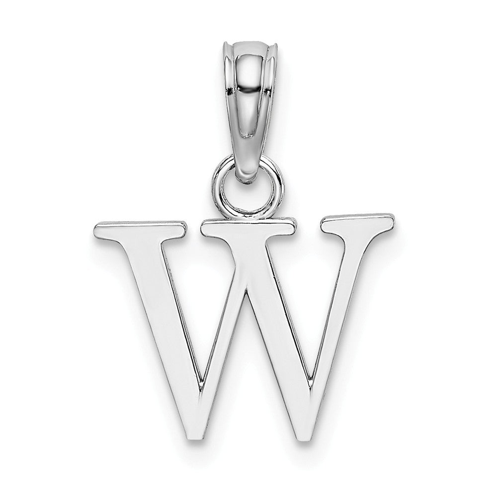 10K White Gold Polished Block Initial Charm Pendant