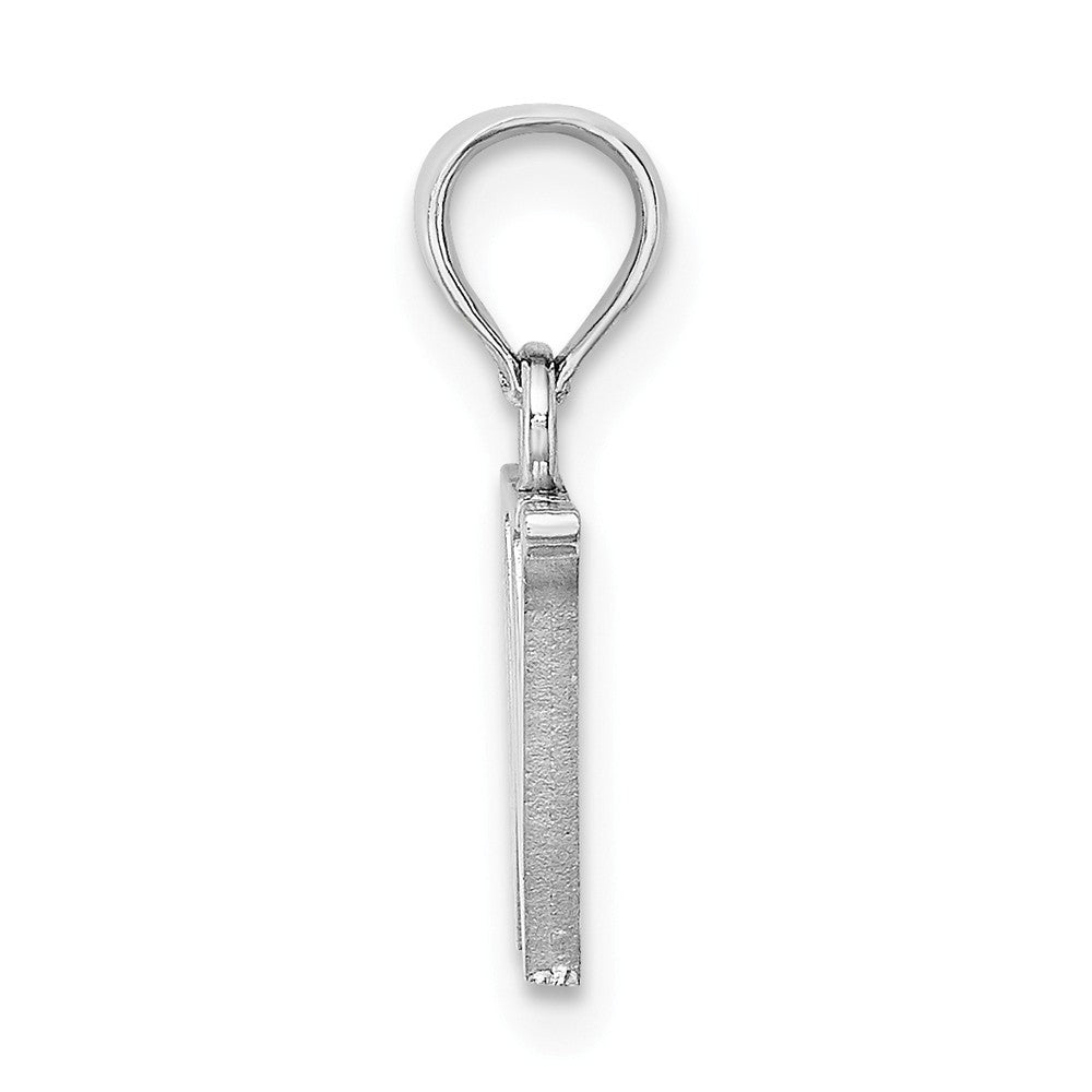 10K White Gold Polished Block Initial Charm Pendant