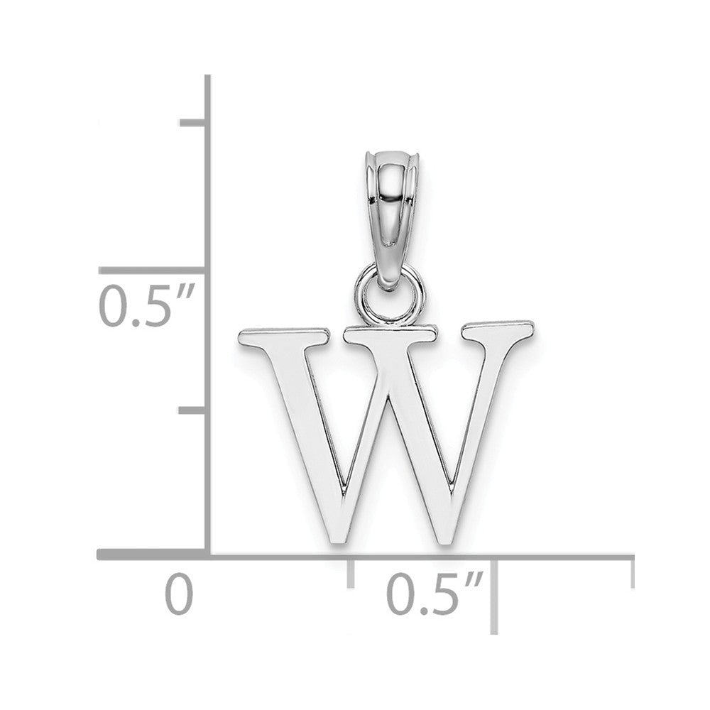 10K White Gold Polished Block Initial Charm Pendant