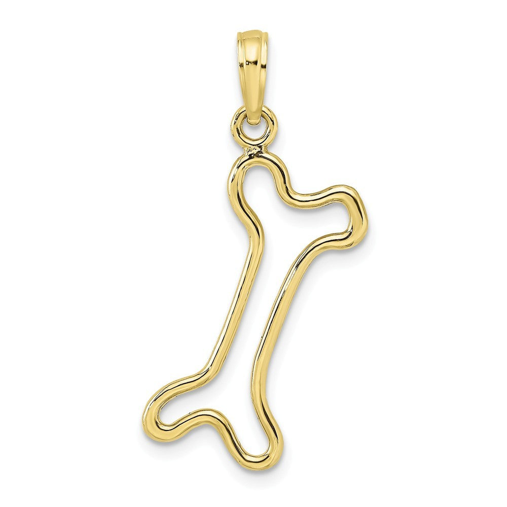 10K Yellow White Gold Cut-Out & Polished Dog Bone Charm Pendant