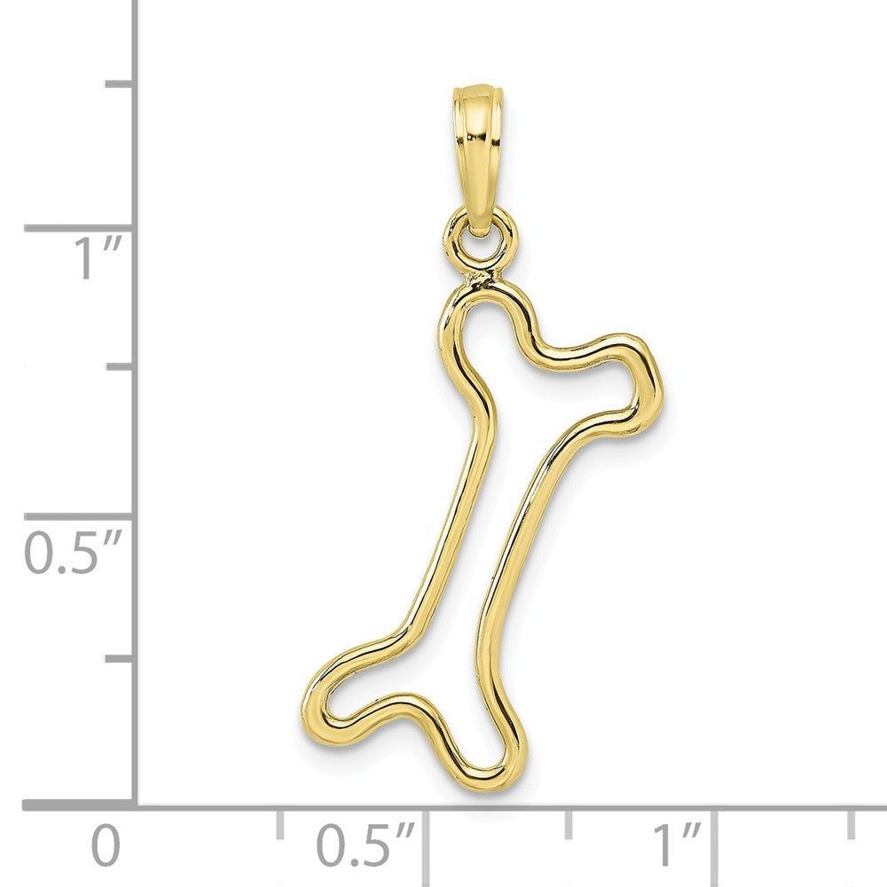 10K Yellow White Gold Cut-Out & Polished Dog Bone Charm Pendant