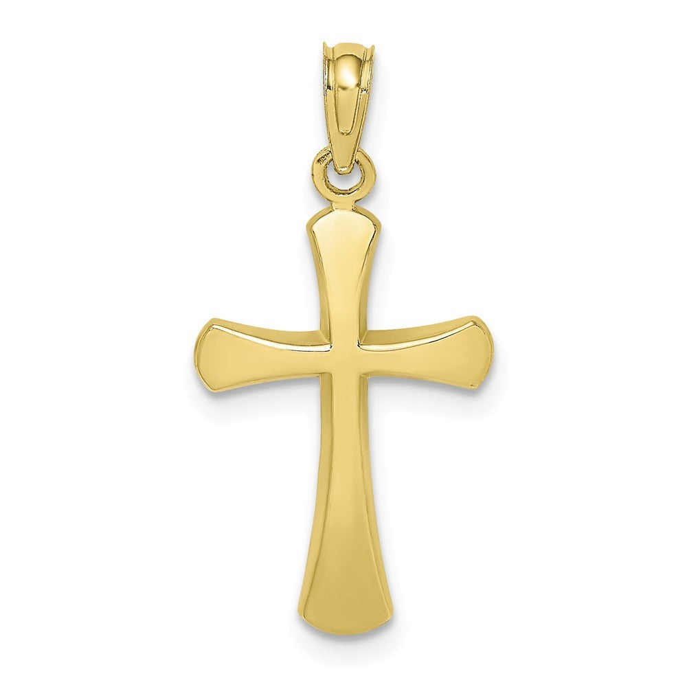 10K Yellow White Gold Polished Beveled Cross With Round Tips Charm Pendant