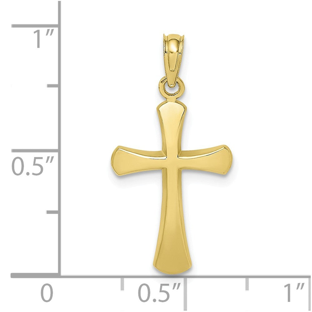 10K Yellow White Gold Polished Beveled Cross With Round Tips Charm Pendant