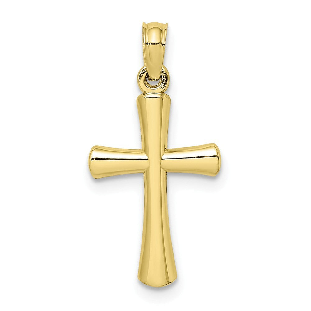 10K Yellow White Gold Polished Beveled Cross With Round Tips Charm Pendant