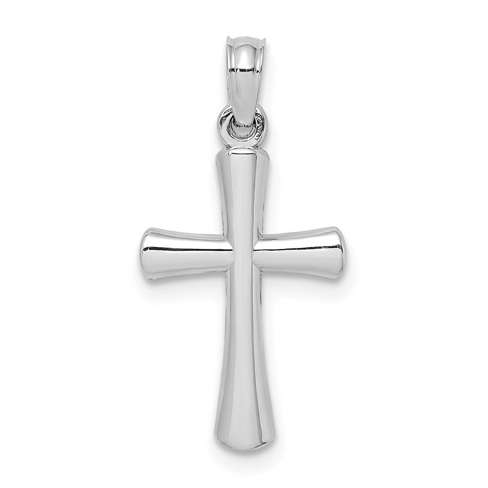 10K Yellow White Gold Polished Beveled Cross With Round Tips Charm Pendant