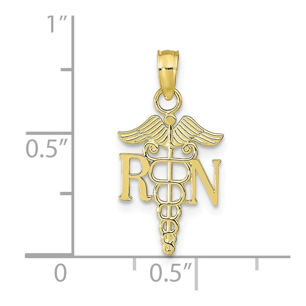 10K Yellow White Gold RN & Cadudeus Pendant