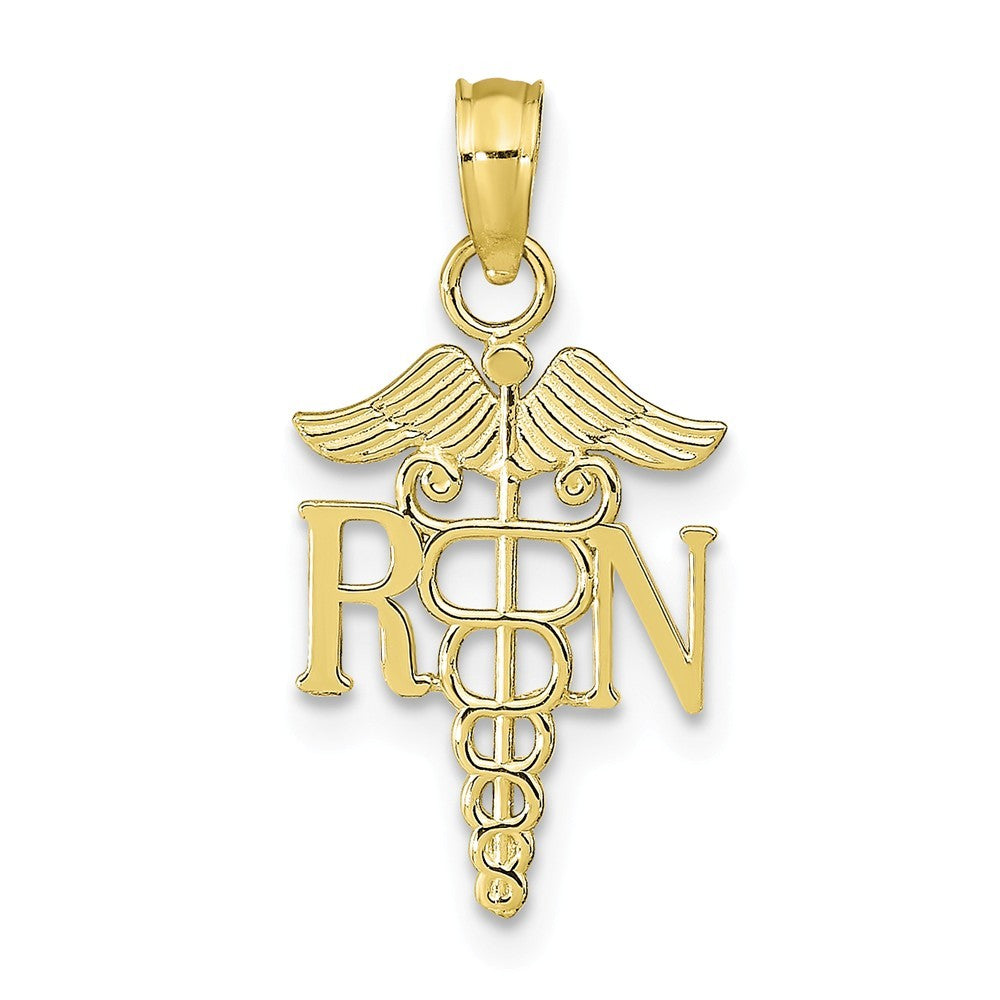 10K Yellow White Gold RN & Cadudeus Pendant