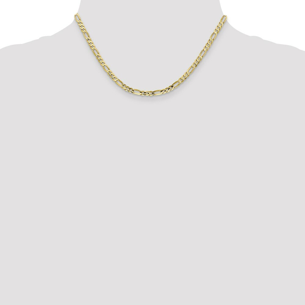 10K Yellow Gold 4mm Light Figaro Link Chain Necklace