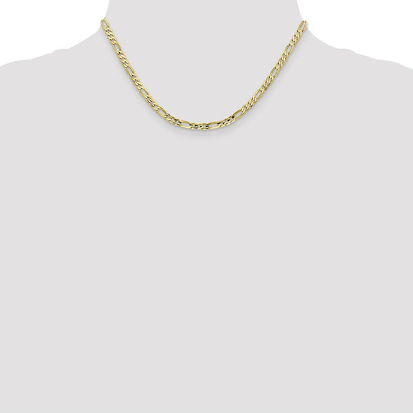 10K Yellow Gold 4mm Light Figaro Link Chain Necklace