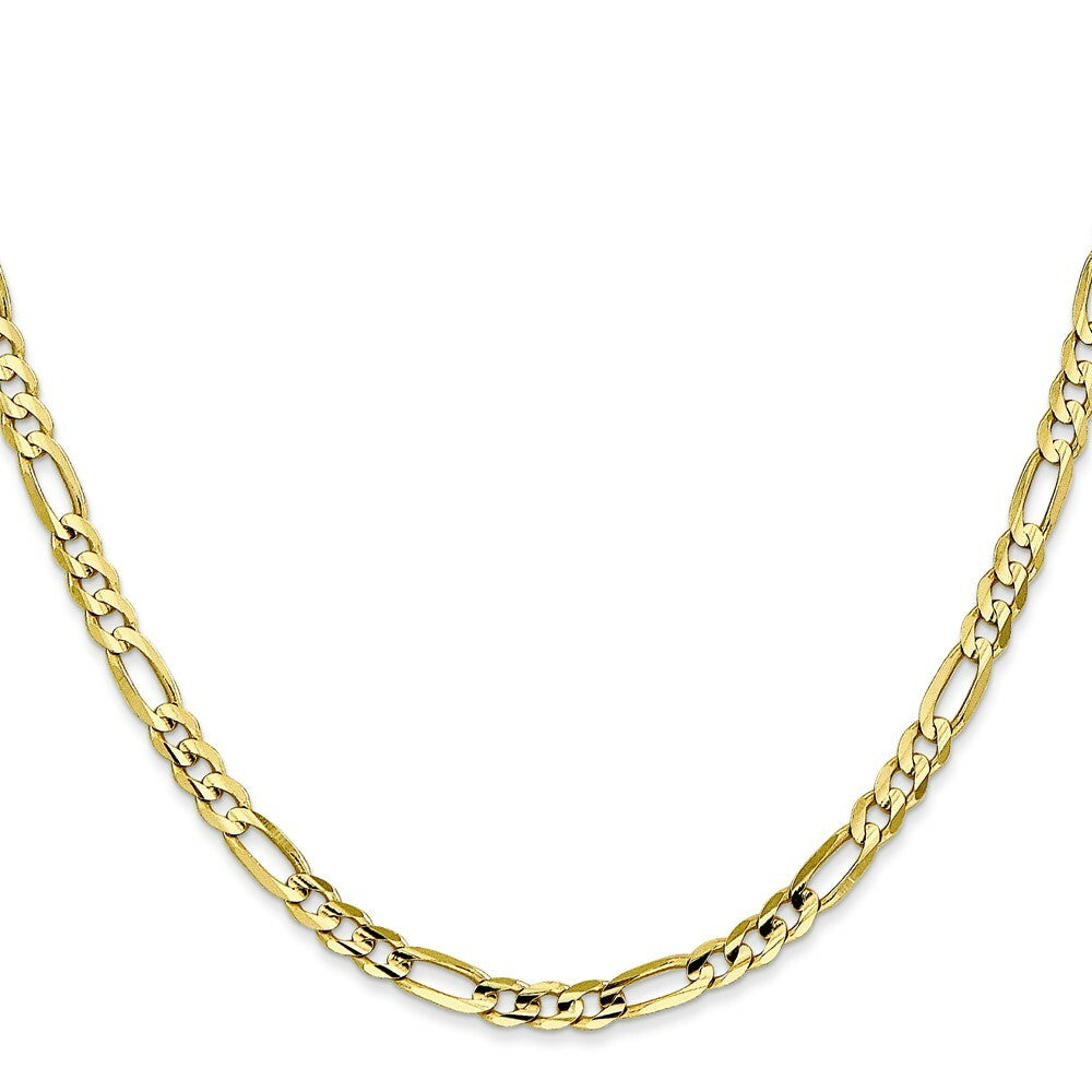 10K Yellow Gold 4mm Light Figaro Link Chain Necklace