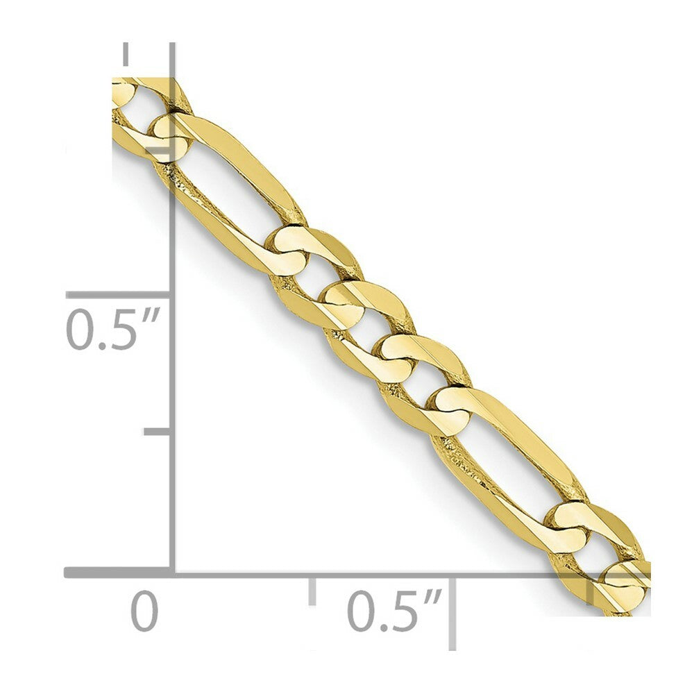10K Yellow Gold 4mm Light Figaro Link Chain Necklace