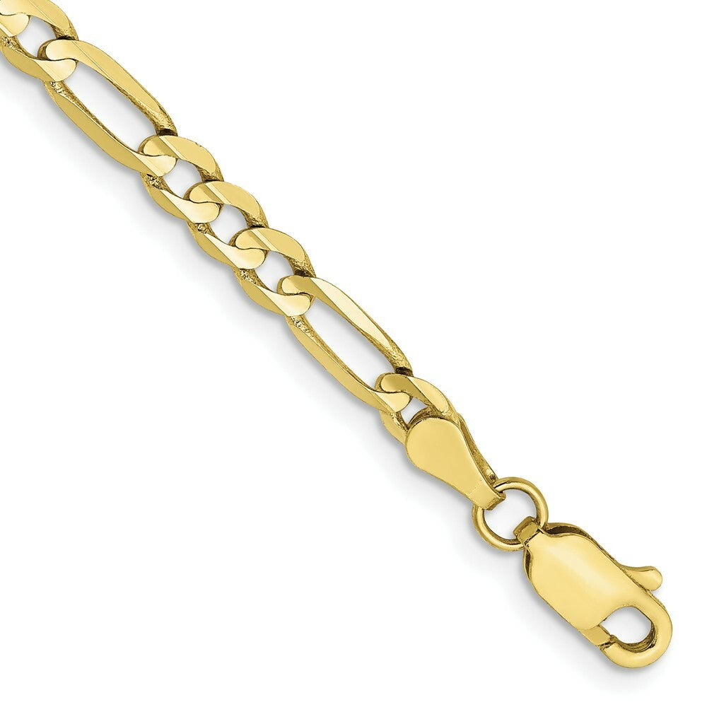 10K Yellow Gold 4mm Light Figaro Link Chain Bracelet