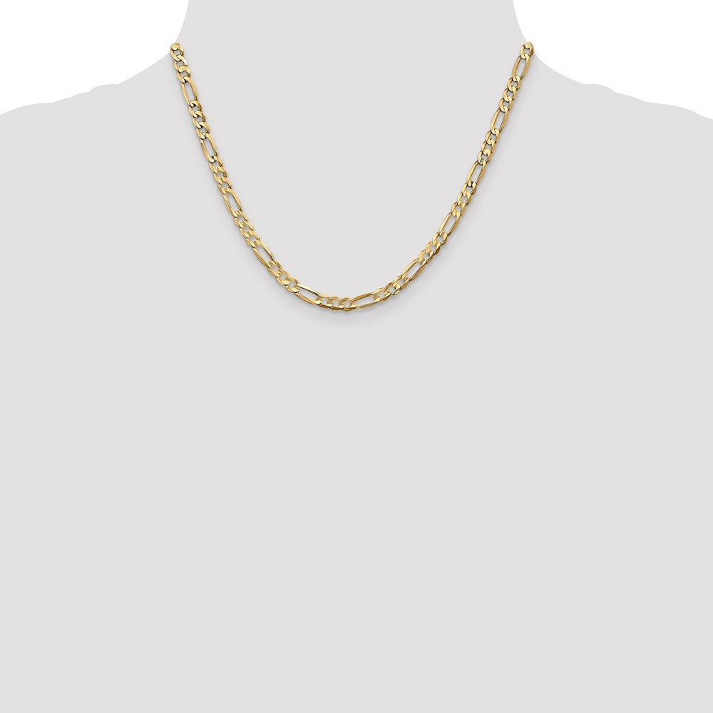10K Yellow Gold 4.5mm Light Figaro Link Chain Necklace