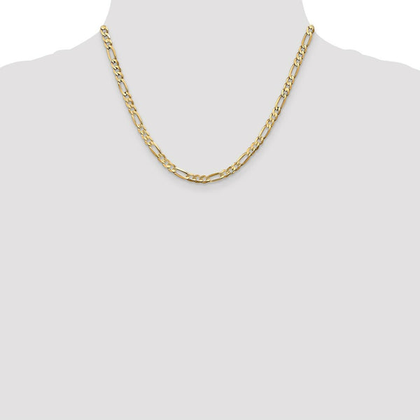 10K Yellow Gold 4.5mm Light Figaro Link Chain Necklace
