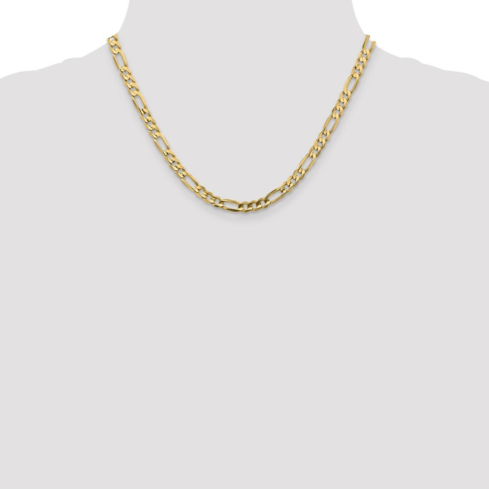 10K Yellow Gold 5.25mm Light Figaro Link Chain Necklace