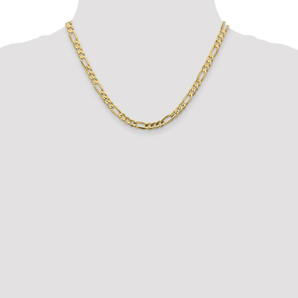 10K Yellow Gold 5.25mm Light Figaro Link Chain Necklace