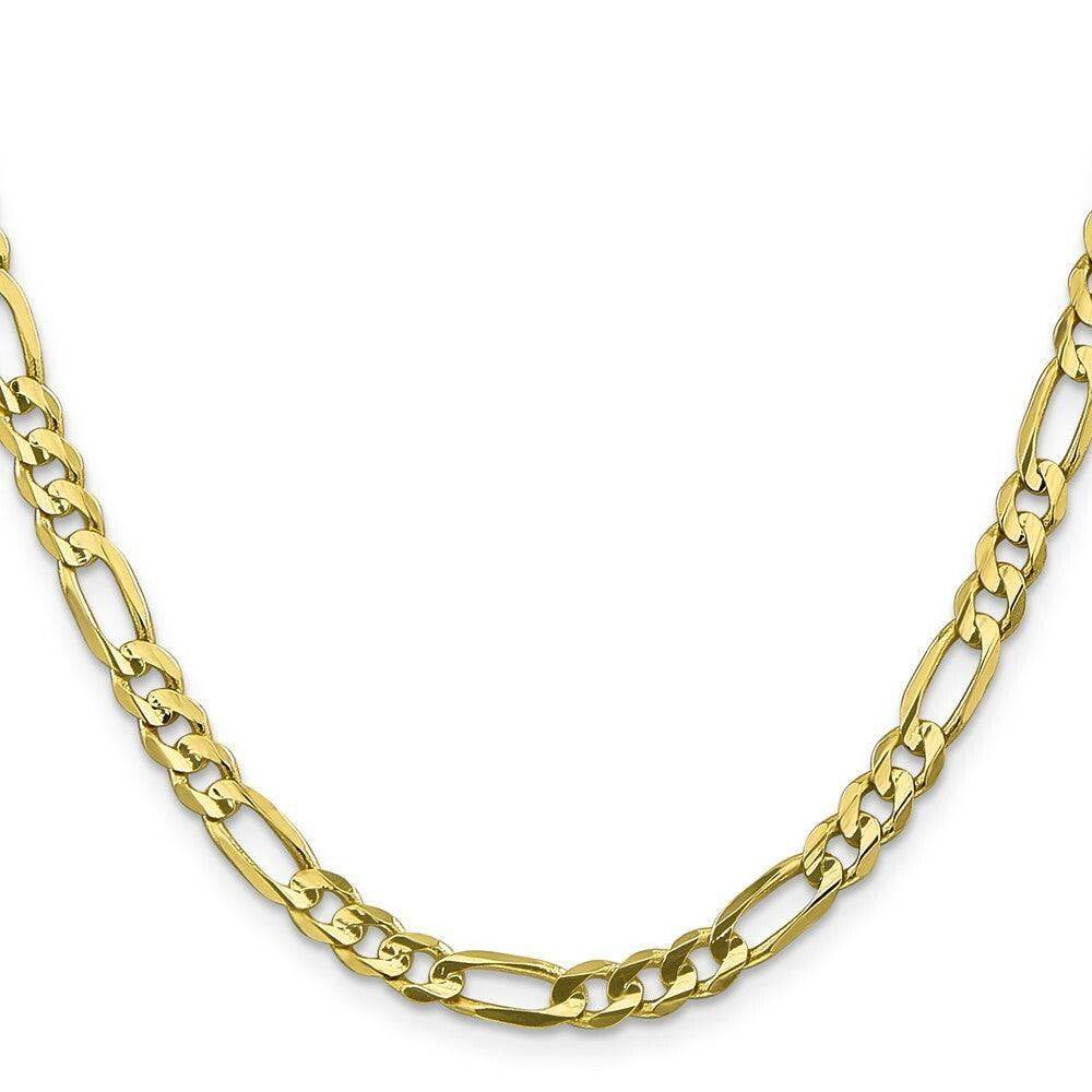 10K Yellow Gold 5.25mm Light Figaro Link Chain Necklace