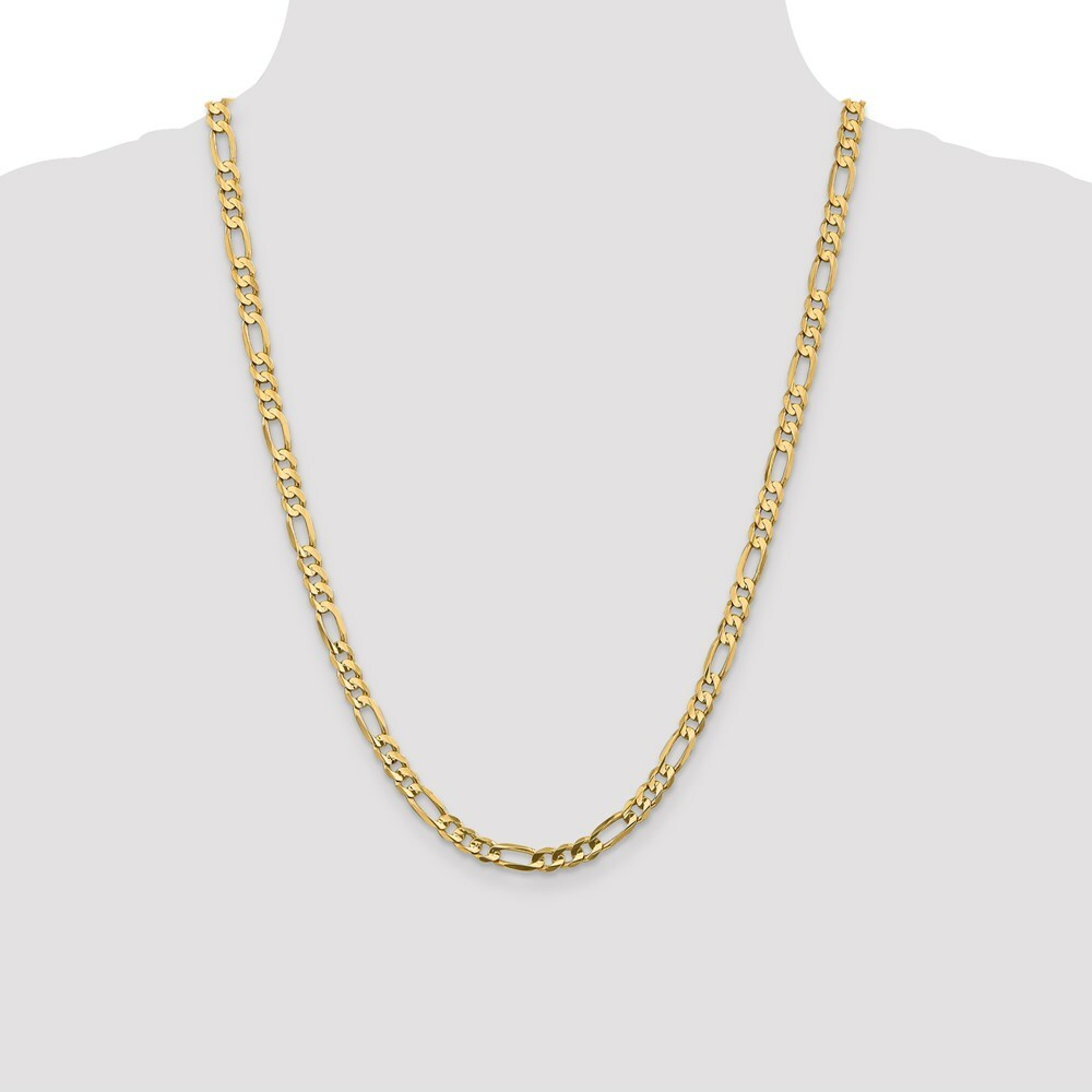 10K Yellow Gold 5.25mm Light Figaro Link Chain Necklace