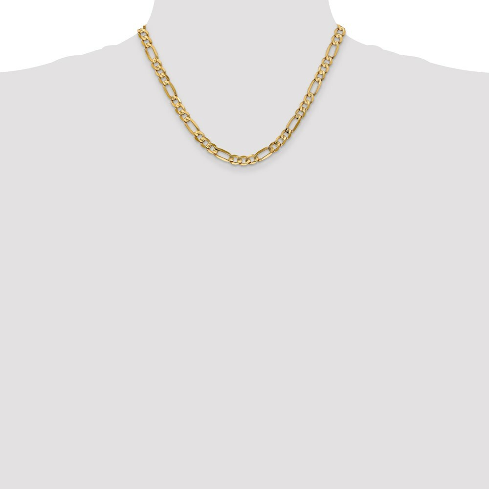 10K Yellow Gold 6mm Light Figaro Link Chain Necklace