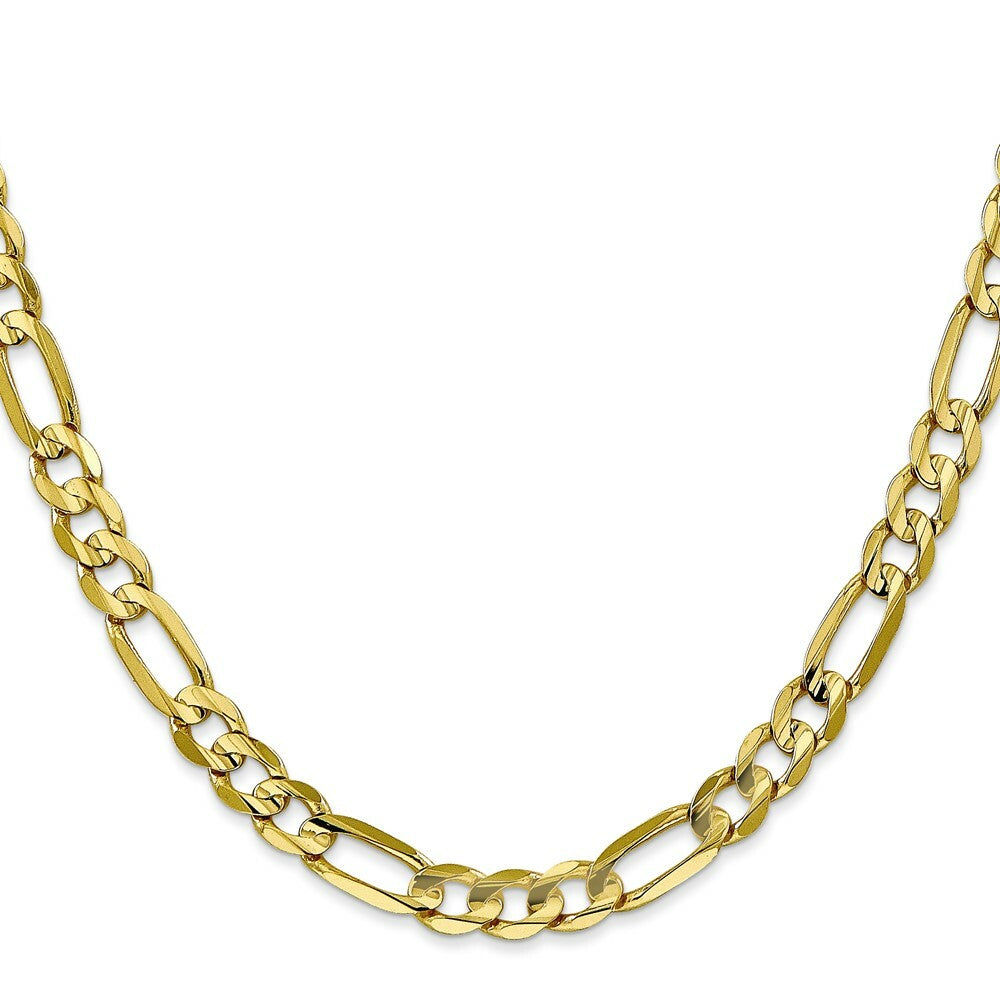 10K Yellow Gold 6mm Light Figaro Link Chain Necklace