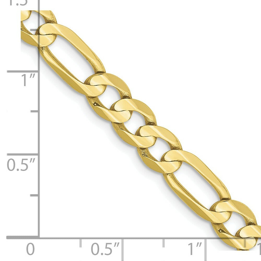 10K Yellow Gold 6mm Light Figaro Link Chain Necklace