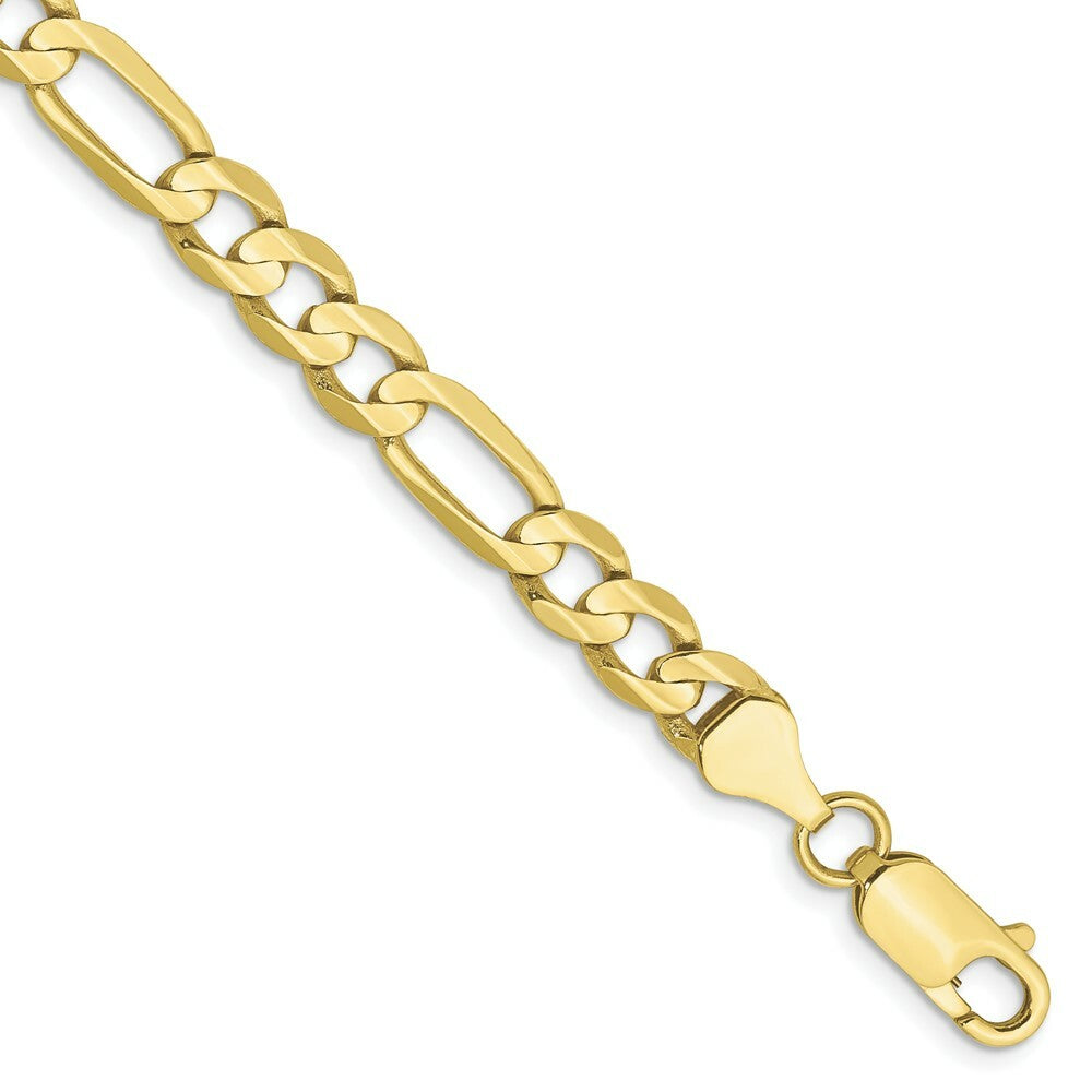 10K Yellow Gold 6mm Light Figaro Link Chain Bracelet