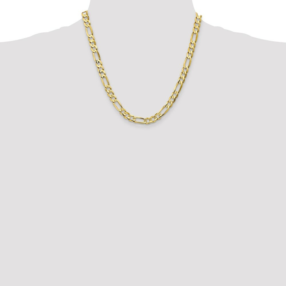 10K Yellow Gold 6.75mm Light Figaro Link Chain Necklace