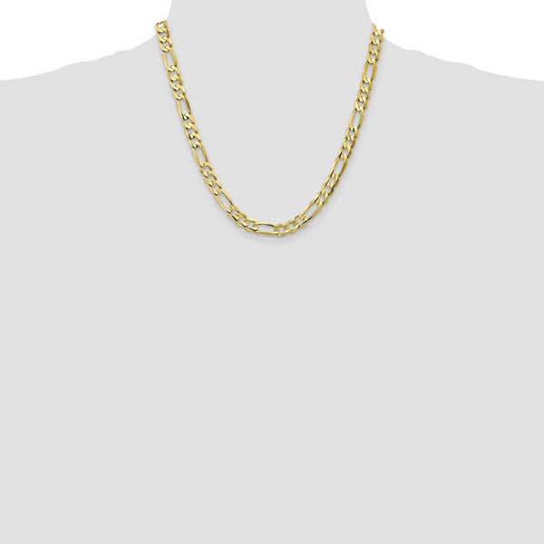 10K Yellow Gold 6.75mm Light Figaro Link Chain Necklace